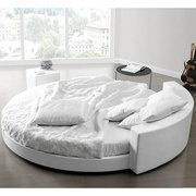 大圆床欧式现代圆形婚床实木双人卧室户型榻榻米布艺皮艺软体床