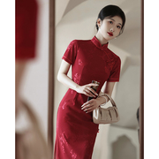红色旗袍敬酒服新娘新中式订婚高端喜婆婆礼服结婚妈妈喜服婚宴装