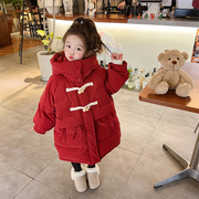 法国fadsincgo女童羽绒服，儿童装冬季棉衣外套，拜年服冬装红色棉服