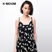 商场同款X--MOOM夏季满版蝴蝶印花高腰线中长吊带连衣裙