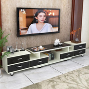 定制客厅电视柜茶几组合简约现代钢化玻璃电视机柜伸缩多功能地柜