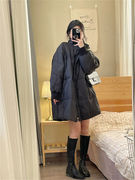 韩版蝙蝠袖羽绒服女2023冬设计师简约宽松90白鸭绒(白鸭绒)保暖外套女