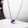 天然紫水晶吊坠s925纯银饰品，简约项链子锁骨链优雅气质女款项饰