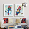 手绘实木画油画欧式客厅卧室，玄关过道有框装饰壁画鸟类鹦鹉挂画