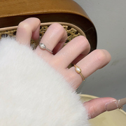复古风淡水珍珠戒指女时尚，韩国小众复古个性简约百搭气质开口指环