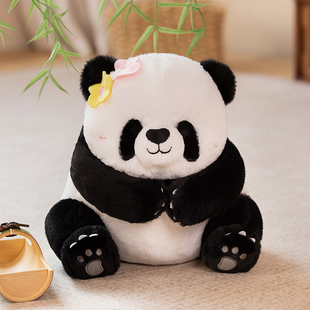 花花熊猫公仔玩偶安抚毛绒玩具可爱真大小熊猫娃娃女孩生日礼物