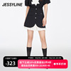 jessyline2023春季杰茜，莱黑色拼接a字，半身裙313212137