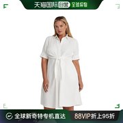 香港直邮潮奢 Lauren Ralph Lauren 女士加大码亚麻衬衫式连衣裙