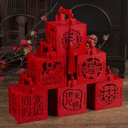 喜糖盒结婚创意中国风，2020手提木质，中式婚礼糖镂空果礼盒