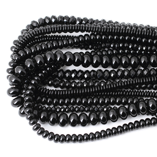 天然黑玛瑙珠子算盘珠隔珠隔片光面切面 diy饰品配件手链项链材料