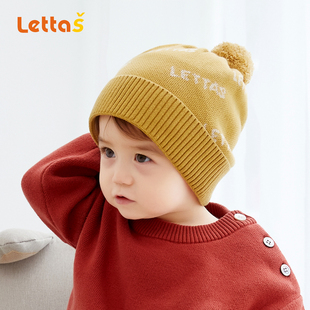 秋冬款婴儿帽子围巾，两件套纯棉宝宝针织帽婴幼儿，男女童毛线帽冬季
