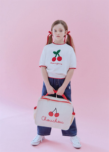  RoanJane 24春款 儿童女童樱桃针织衫短袖上衣