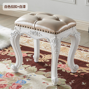 欧式梳妆凳卧室梳妆台凳子白色，公主凳子换鞋凳雕花豪华美甲化妆凳