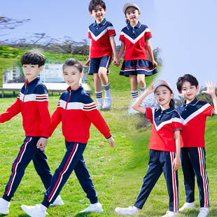 2023中小学生校服红色套装春秋运动会班服幼儿园园服二三件套