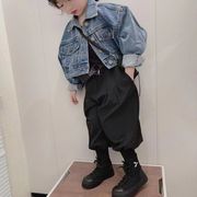 韩国童装儿童牛仔外套，2024春秋宝宝灯笼裤，男女童洋气短款上衣