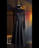 黑色高级感时尚套装裙女秋季打底针织衫配吊带皮连衣裙两件套