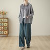日系文艺小清新格子长袖衬衫女秋季韩版娃娃领褶皱U亚麻打底衫外