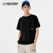 volcom钻石男装户外品牌，纯色印花t恤2024夏季男士，简约短袖潮