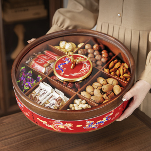 新中式实木坚果干果收纳盒客厅，茶几家用2023糖果盒零食水果盘