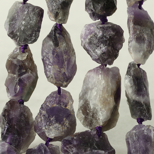 天然原矿紫水晶不规则原石散珠子半成品 diy手工串珠手链制作材料