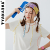 头发系列tyakasha塔卡沙t恤女米白色短上衣，修身显瘦短袖t恤