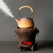盛芊堂仿古铸铁炭炉围炉煮茶套装大容量防烫粗陶提梁壶炭火煮茶炉