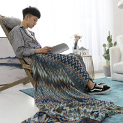 波西米亚印第安针织毯装饰毯民族风沙发，搭毯样板房新居装修搭配
