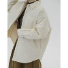 复述米白色棉质提花衬衫棉服，女秋冬小众，设计感保暖棉衣外套