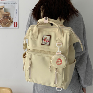 韩版手提双肩包女生大学生ins14寸电脑背包简约日系初中学生书包
