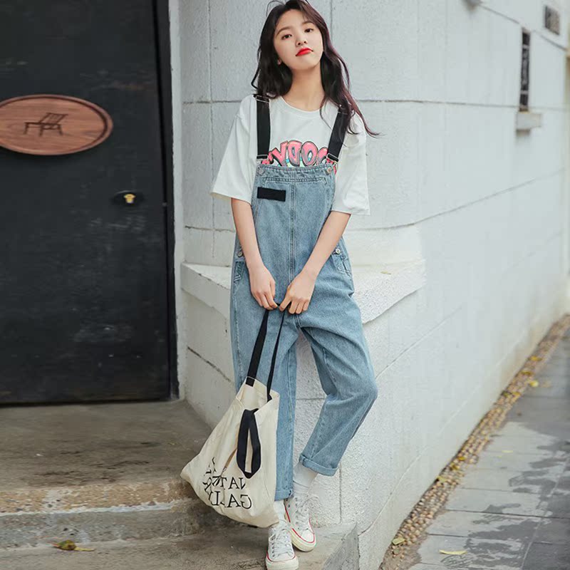 章若楠ins网红牛仔背带裤女2019早春新款韩版森女系宽松阔腿长裤在类目 女装/女士精品, 牛仔裤中 - 来自Buy2taobao.com提供专业的淘宝代购服务