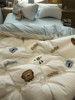 儿童毛巾绣面包牛奶床上四件套少女全纯棉1.5m1.8米公寓被套三件