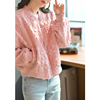 洋气粉色棒球服外套女2023春季浮雕工艺设计短款夹克上衣开衫