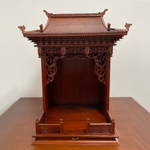 中式古典家具全实木屋顶佛龛，立柜桌面财神观音，柜神楼神龛供台摆件