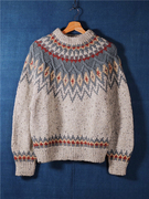 handknit粗毛线编织蝙蝠，袖半高领冰岛，摩天轮毛衣100%羊毛