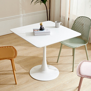 简约现代家用白色方形餐桌小户型，饭桌奶茶店咖啡洽谈接待阳台圆桌