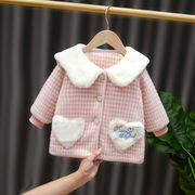 女宝宝冬装外套0-1-2-3岁4女童毛毛衣婴儿衣服秋冬季加厚洋气公主