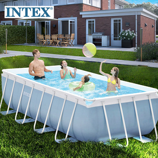 intex游泳池别墅管架水池，超大型夹网支架，家庭便携成人儿童洗澡池