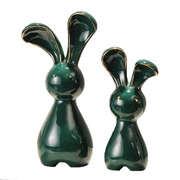 现代简约陶瓷兔子摆件家居装饰品酒柜电视柜北欧轻奢动物小摆设品