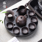 黑陶瓷汝窑紫砂干泡茶盘功夫茶具套装家用简约小日式茶杯茶壶