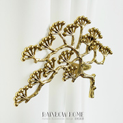 松树纯铜挂钩植物黄铜窗帘美式装饰挂物法式复古绑带欧式植物墙钩