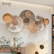 日式侘寂风原木餐厅客厅沙发背景墙面装饰挂件高级感卧室床头壁饰