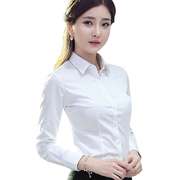 韩范白衬衫女长袖学生，韩版修身职业短袖，衬衣女工作服正装工装大码
