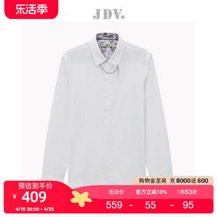 jdv男装商场同款秋季白色尖领暗门襟通勤长袖，正装衬衫wif2307