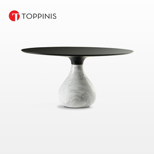 Toppinis天然大理石圆餐桌意大利进口别墅餐厅高档简约罗琦堡餐桌