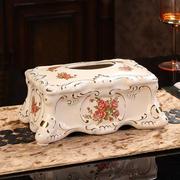 欧式陶瓷抽纸盒奢华纸巾盒创意茶几客厅装饰抽纸盒摆件家用纸