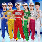 儿童街舞服装潮男童女童嘻哈帅气短袖套装小学生六一爵士舞演出服