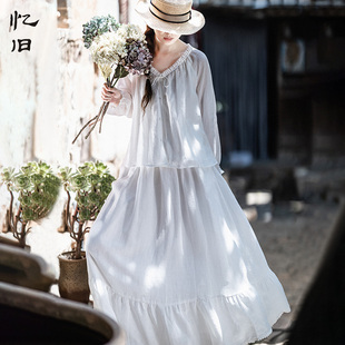 158元区夏季苎麻套装女白色，衬衫木耳边气质大裙摆收腰半身裙