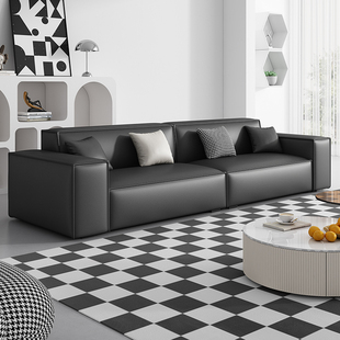 意式极简豆腐块真皮沙发，现代简约轻奢客厅，小户型直排大黑牛沙发
