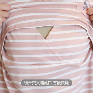 哺乳衣外出辣妈款秋冬季喂奶秋衣上衣产后月，子服长袖打底衫加绒厚