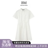 BM Fashion夏bm娃娃领衬衫连衣裙女法式复古束腰显瘦系带长裙